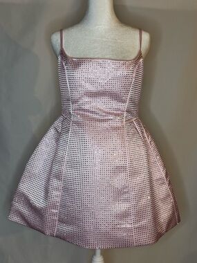 Pink Sequin Mini Dress with Spaghetti Straps
